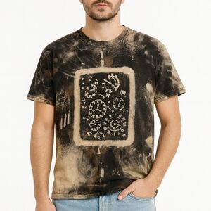 Broken Clocks Custom Bleach Work 100% Cotton Tee LG Mothership Boutique